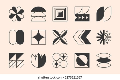 Vector Set Bauhaus Linear Emblems Symbols Stock Vector (Royalty Free ...