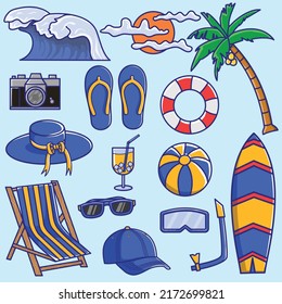 Vector set of beach elements 