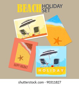 Vector set of  beach holiday cards.