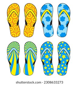 conjunto vectorial de sandalias de playa