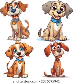 Vector set of beagle dog cartoons. illustration, vector cartoon dog breeds flat icon collection