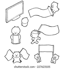 vector set of bear , banner