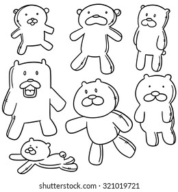 vector set of bear doll