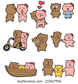 vector set of bear family