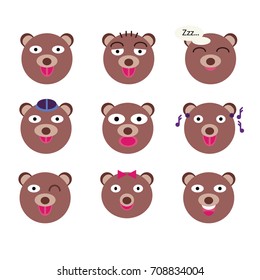 Vector Set of bear icon.