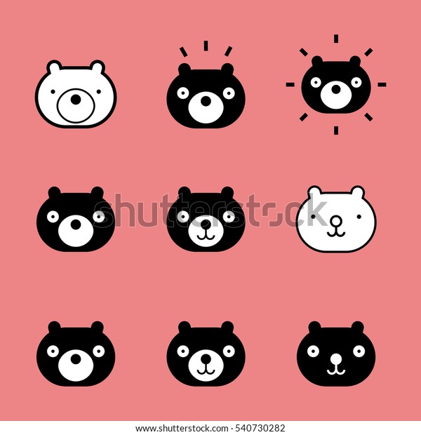 Vector Set Bear Icon Black White Stock Vector (Royalty Free) 540730282