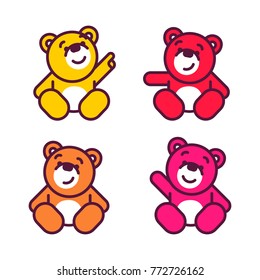 Vector set of bear icon. Flat design illustrations for website, posters, stickers and pins
