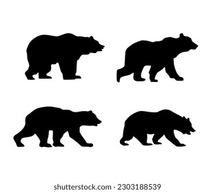 Conjunto vectorial de siluetas de oso