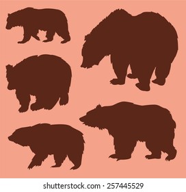 Vector set of bear silhouettes