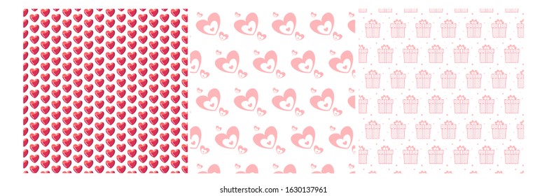vector set of beautiful backgrounds for valentine's day. 