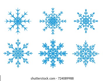 A vector set of beautiful blue detailed snowflakes. Each one is isolated so you can use just one of them if you want.