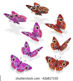 Vector set of beautiful butterflies in flight for your design