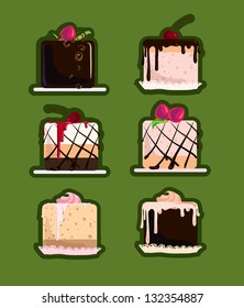 Vector set of beautiful cakes