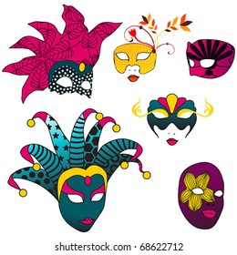 Vector set of beautiful carnival masks