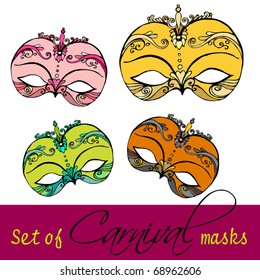vector set of beautiful carnival masks