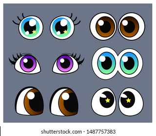 Vector set of beautiful cartoon eyes.