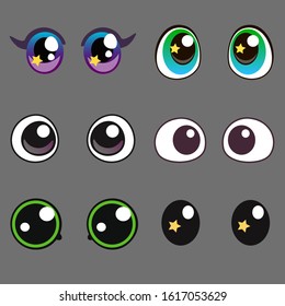vector set of beautiful cartoon eyes