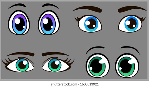 vector set of beautiful cartoon eyes