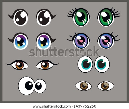 vector set of beautiful cartoon eyes