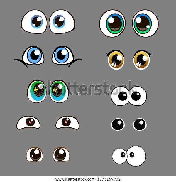 Vector Set Beautiful Cartoon Eyes Stock Vector (Royalty Free) 1573169902