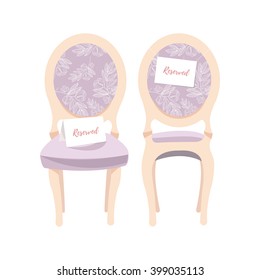 Vector set of beautiful chairs isolated on white for wedding invitation.