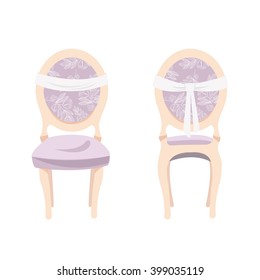 Vector set of beautiful chairs isolated on white for wedding invitation.