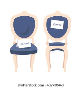 Vector set of beautiful chairs isolated on white for wedding invitation.