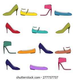 Vector set with beautiful colorful shoes