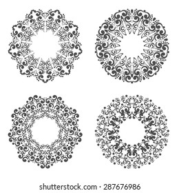 Vector Set of Beautiful Deco Mandala. Round Ornament Pattern