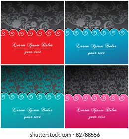 Vector set of beautiful floral background illustrations