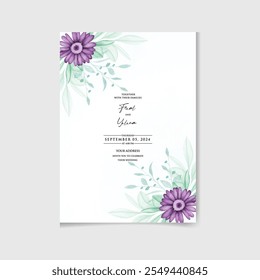 Vektor Set von Schöne florale und botanische Hochzeit Aquarell Einladungskarte mit Rose und lassen