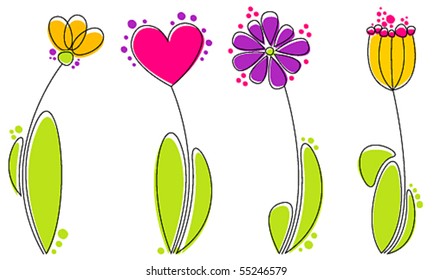 Vector set of beautiful flowers