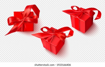 Vector set of beautiful gift boxes isolated on a transparent background.