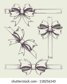Vector set of beautiful hand drawn gift bows.