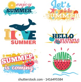 Vector set of beautiful labels. Summer Slogans