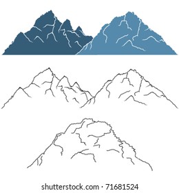 Vector set of beautiful mountain silhouettes