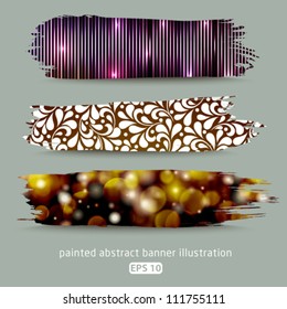 Vector set of beautiful painted christmas banner illustrations.