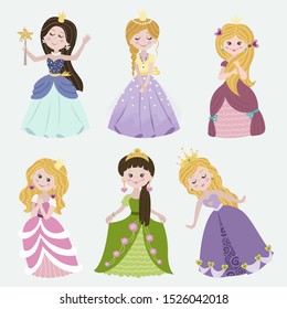 Vector set of beautiful princess