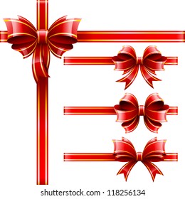 Vector set of beautiful red gift bows.
