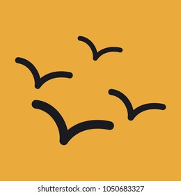 Vector set of beautiful seagulls in a flat style isolated on background. Sea Gull, a beautiful bird.