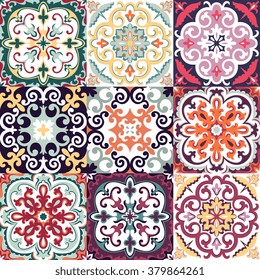 Vector Set with Beautiful seamless ornamental tile background