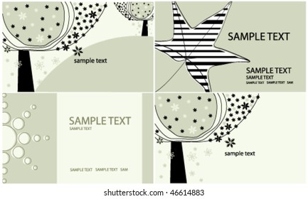 Vector set of beautiful spring cards