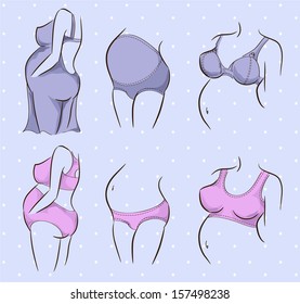 Vector set of beautiful underclothes for pregnant woman 