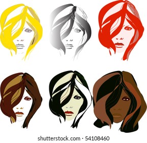 vector set of beautiful women
