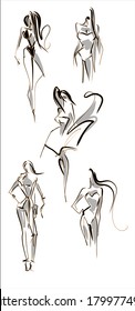 VECTOR set with the beautiful young  girls