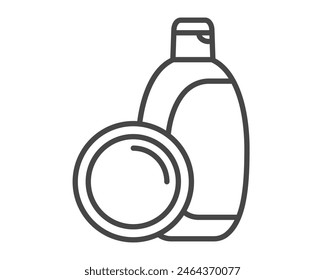 Conjunto de Vector de íconos de belleza, cosméticos y cuidado. Botella, frasco, gel de ducha, crema facial, loción corporal, spray, ungüento, pasta.