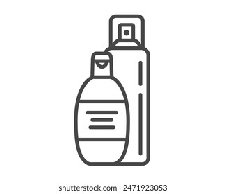 Vector set of beauty, cosmetics and care icons. Bottle, jar, shower gel, face cream, body lotion, spray, ointment, paste.