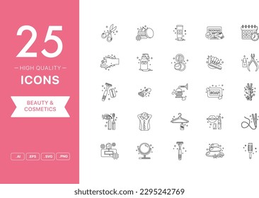 Juego de vectores de iconos de Belleza y Cosmética