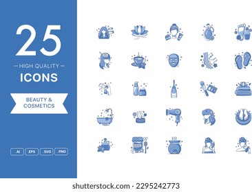 Vector set of Beauty and Cosmetics icons