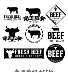 vector set of beef labels, badges and design elements